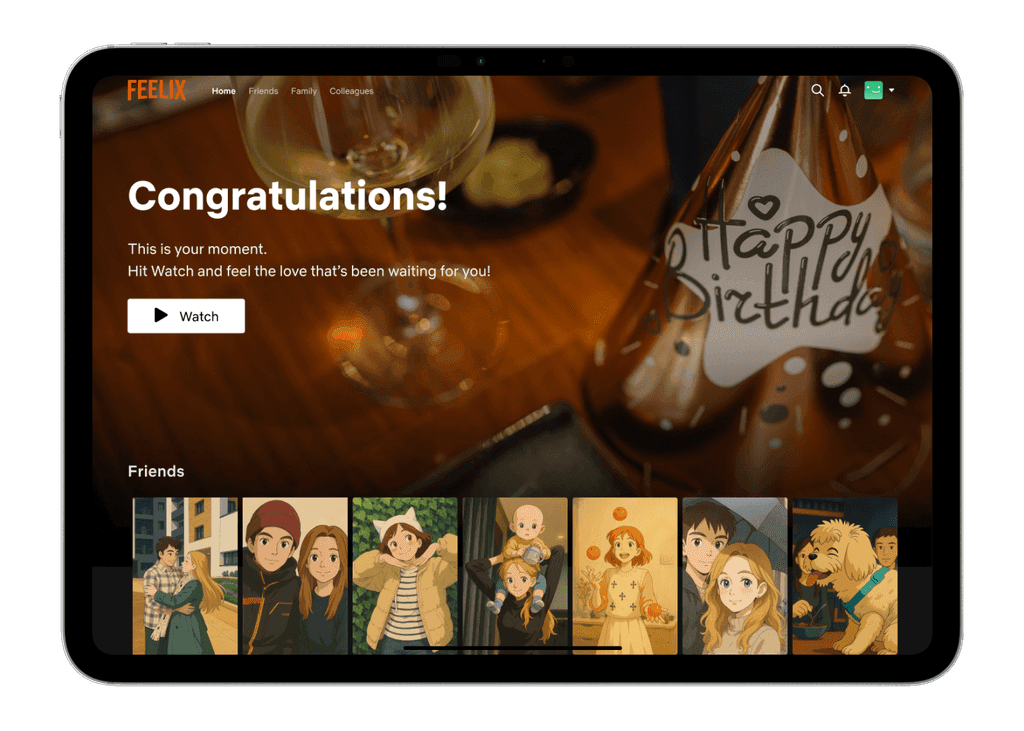 Feelix gift site preview on iPhone